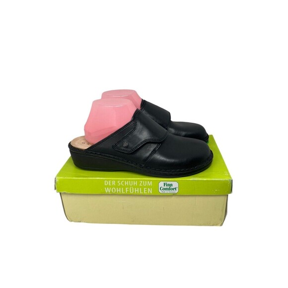 Finn Comfort Shoes - Finn Comfort Mules Clogs Women's Size 10 D Black Leather Slip On Flats Aussee